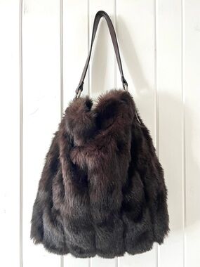 Bath & Body Works Vintage Plush Brown Faux Fur Shoulder Bag
